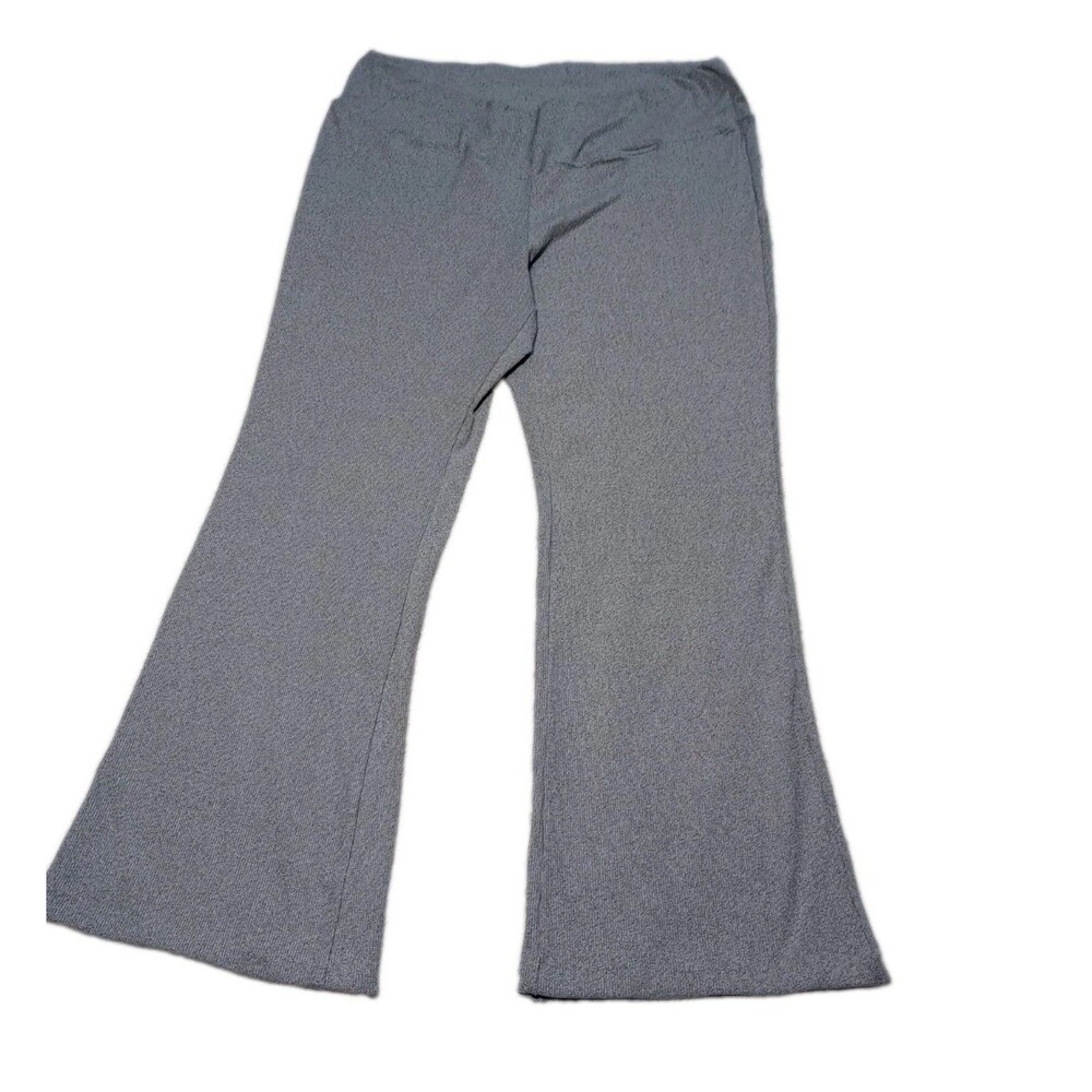SHEIN Curve Womens 2XL Flare Pants Gray Ribbed Stretch High Waist Bell Bottoms
